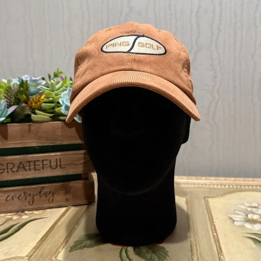 Vintage Ping Golf Corduroy Hook and Loop Adjustable Cap Hat Unisex
